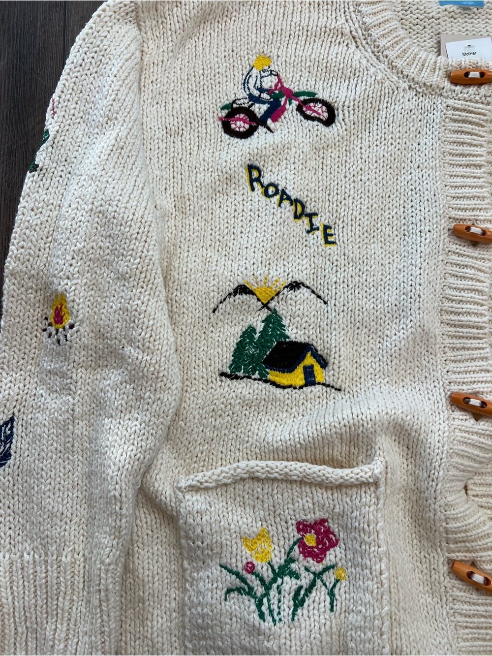 NWT Mother The Long Drop embroidered cotton and alpaca-blend cardigan Sz L - Picture 3 of 13